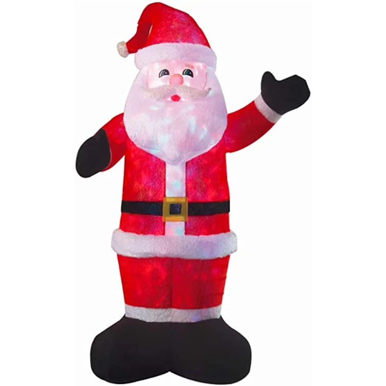 DELUXE INFLATABLE PLUSH SANTA WITH DISCO LIGHTS 8FT