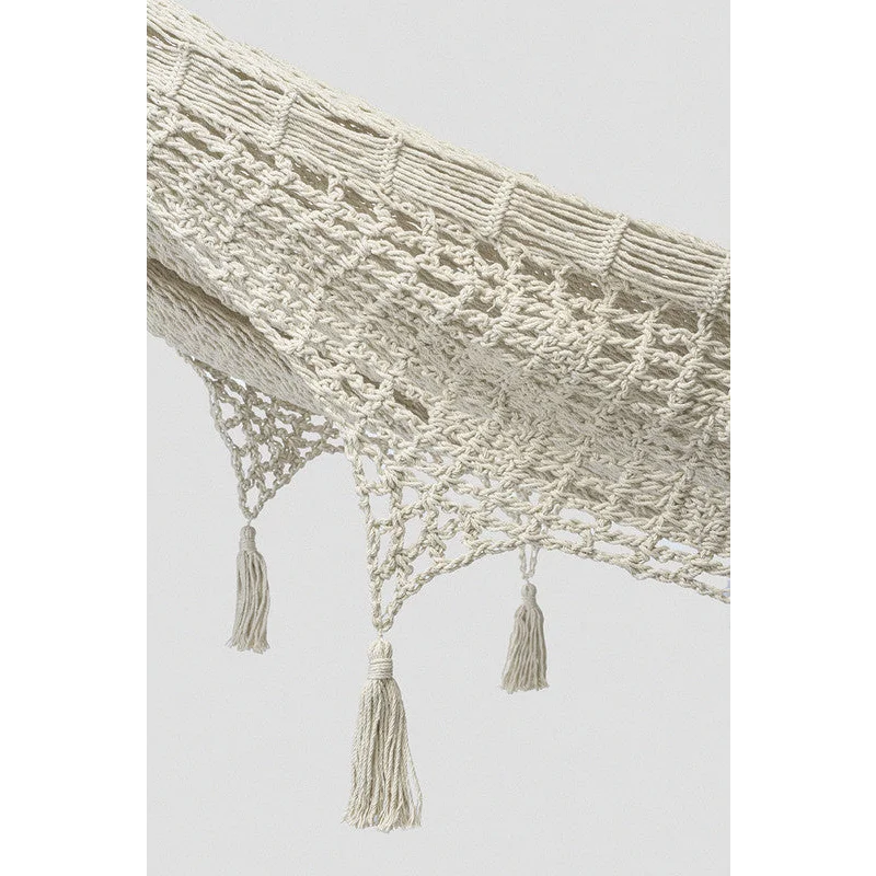 Deluxe Outdoor Cotton Mexican Hammock in Cream Colour Queen