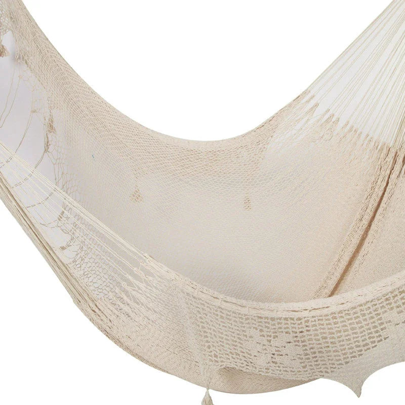 Deluxe Outdoor Cotton Mexican Hammock in Cream Colour Queen