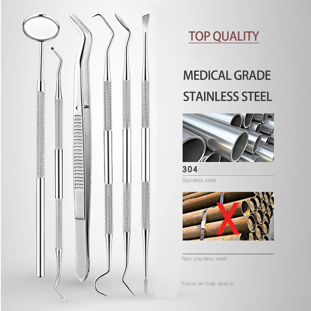 Dental Tools Set Stainless Steel Oral Care Kit with Metal