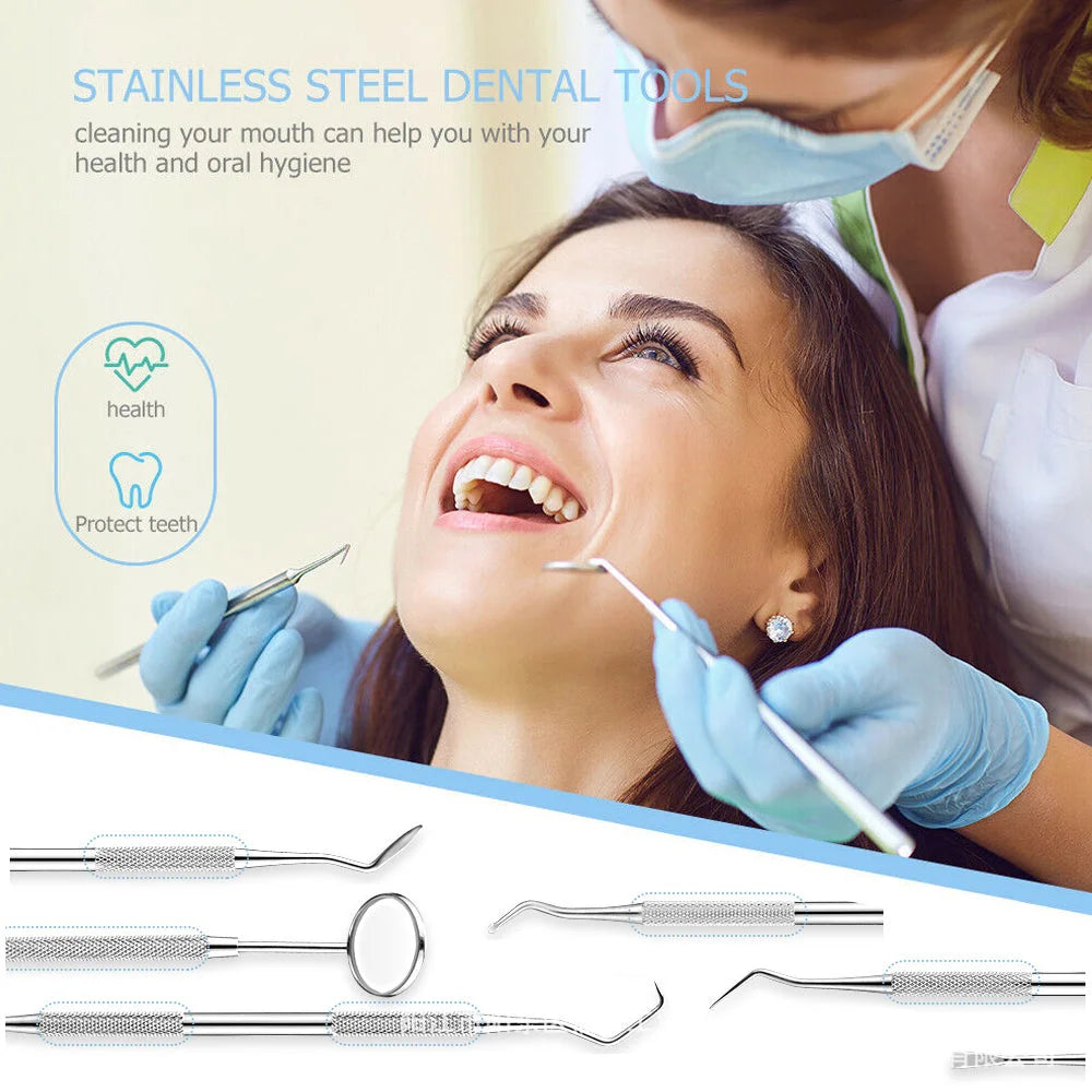 Dental Tools Set Stainless Steel Oral Care Kit with Metal