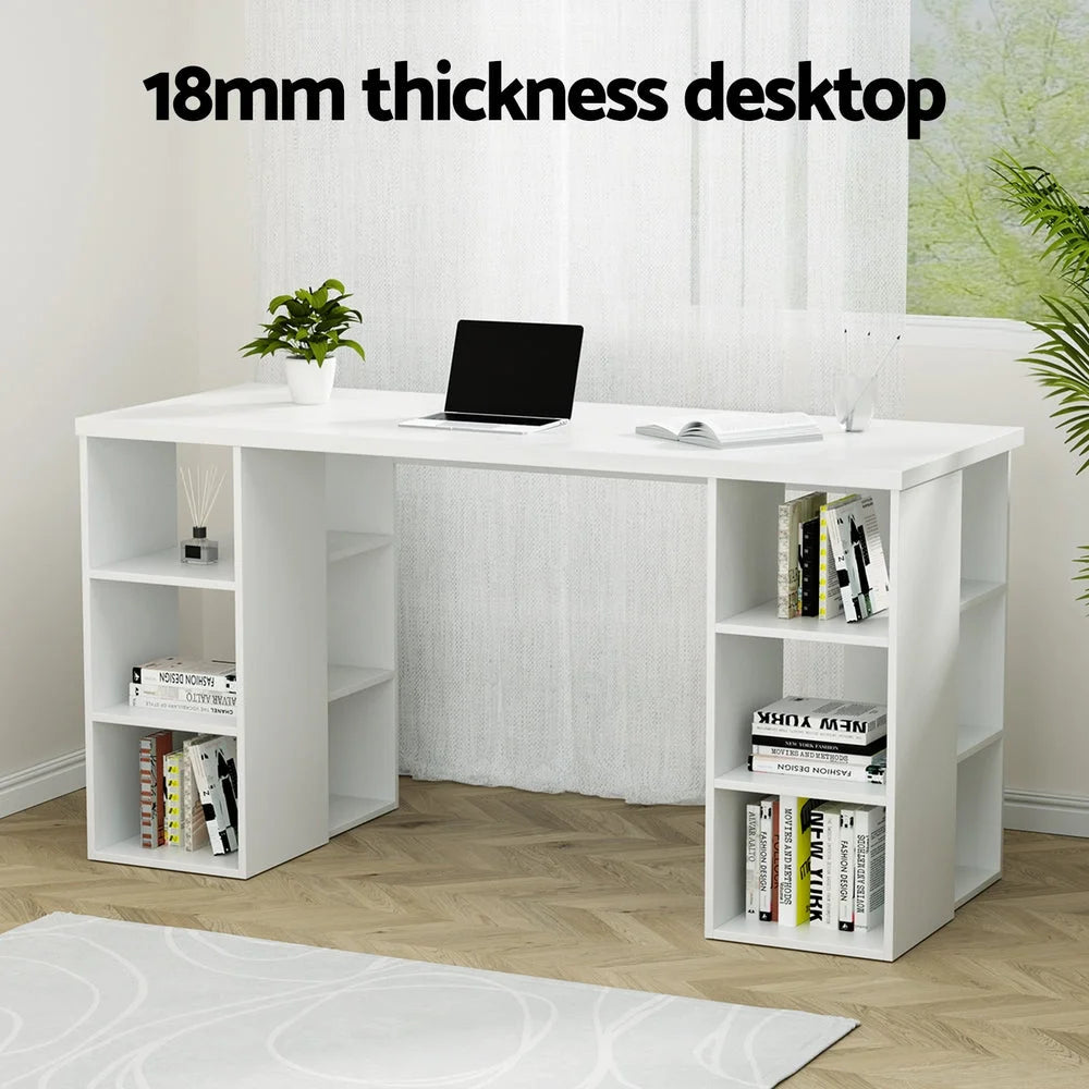 White computer desk with tabletop and metal support frame