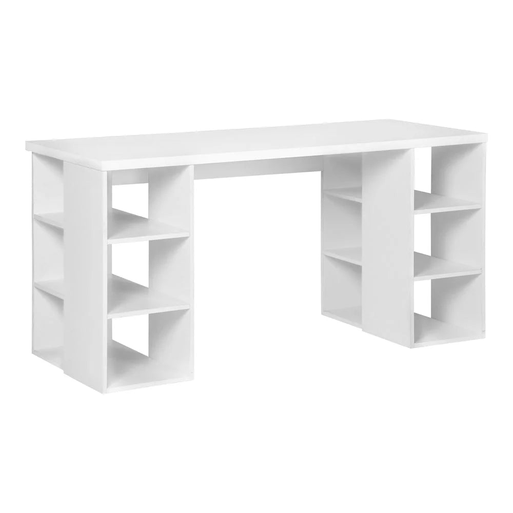 Desk 3 Level with Storage & Bookshelf - White - Office