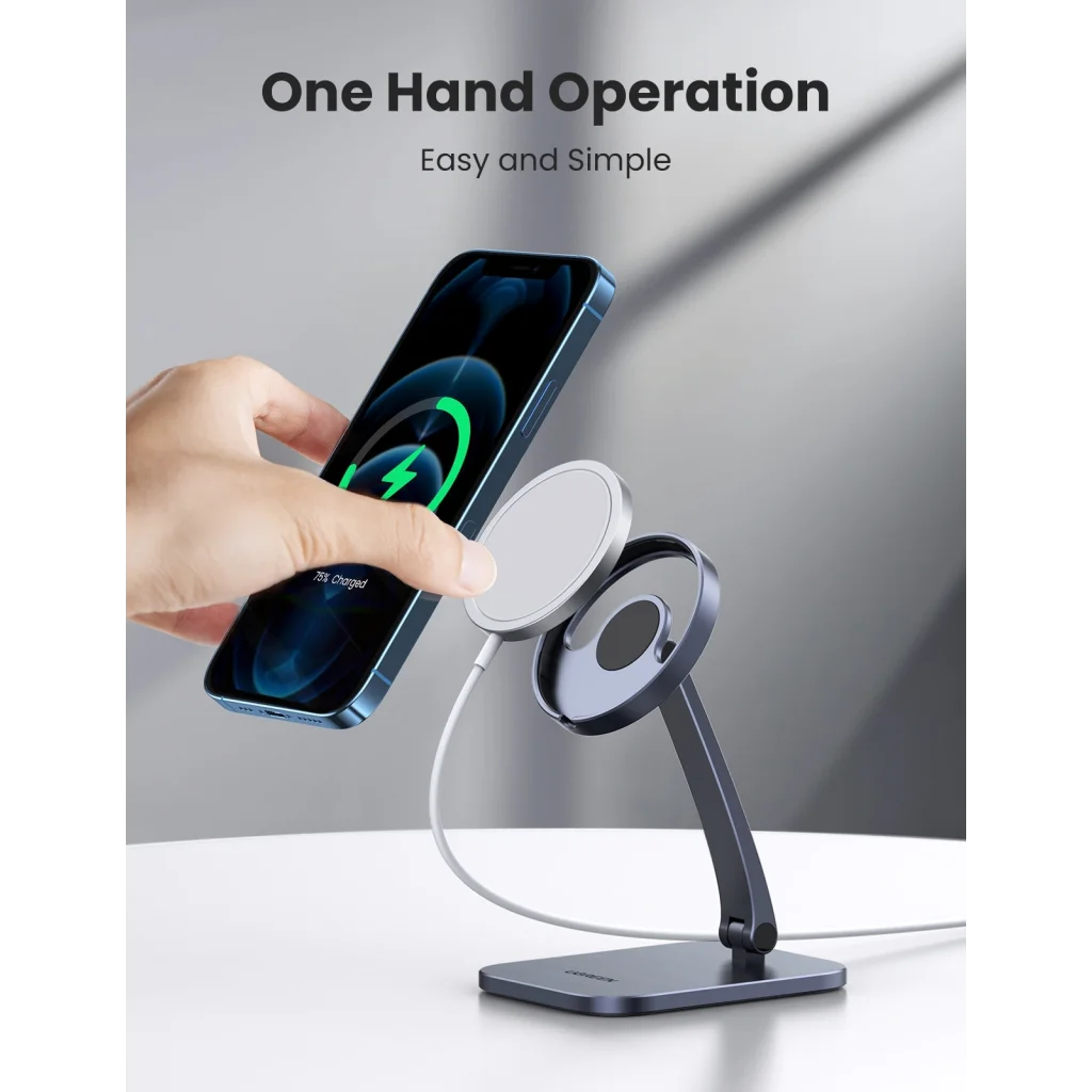Desk Adjustable and Foldable Aluminum MagSafe Charging