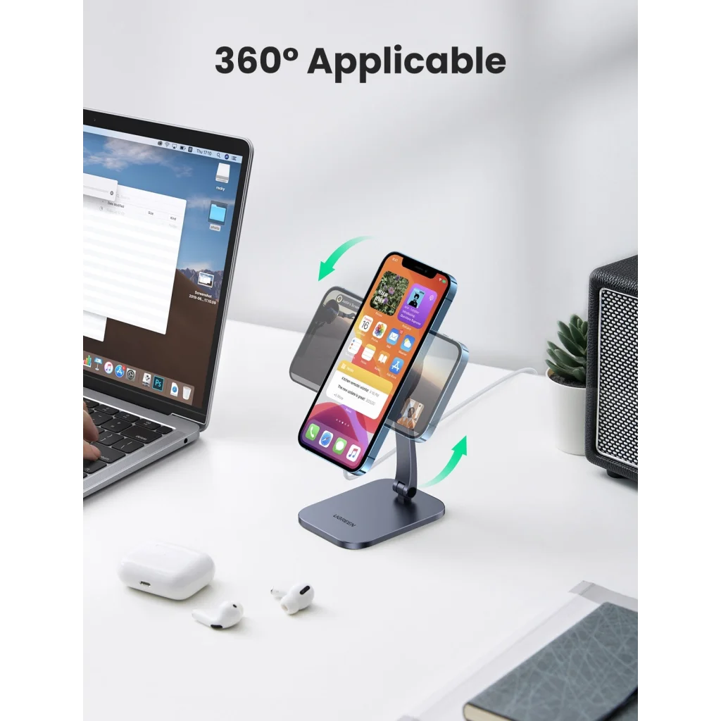Desk Adjustable and Foldable Aluminum MagSafe Charging