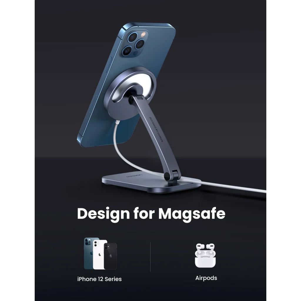 Desk Adjustable and Foldable Aluminum MagSafe Charging