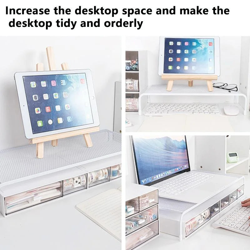 Desk Organizer Bracket for Elevated Computer Monitor