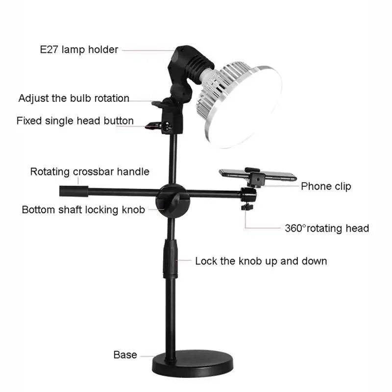 Desktop Photography Stand Kit with Mushroom Fill Light