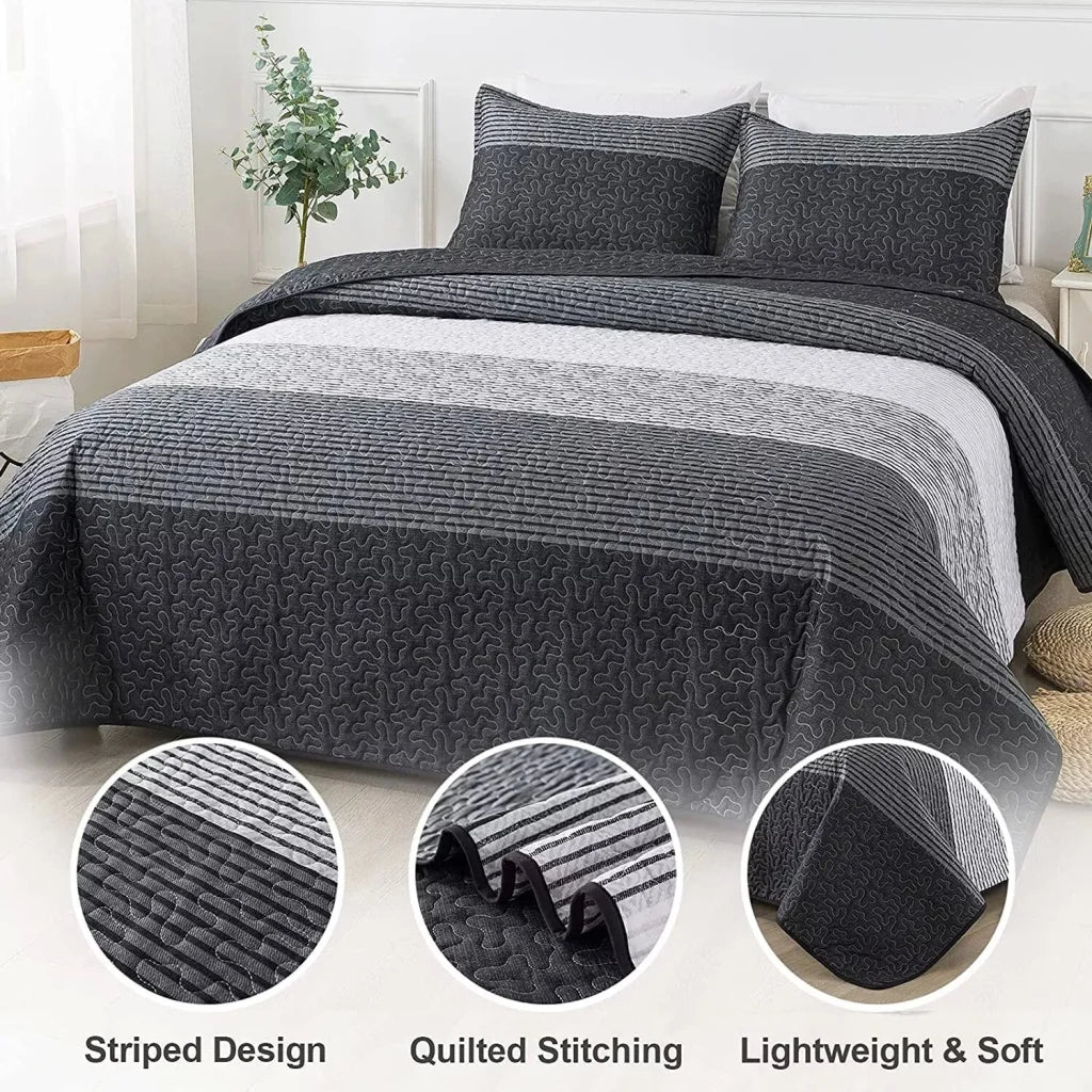 Detailed Quilted Bedspread & Pillowcases Set - A Signature