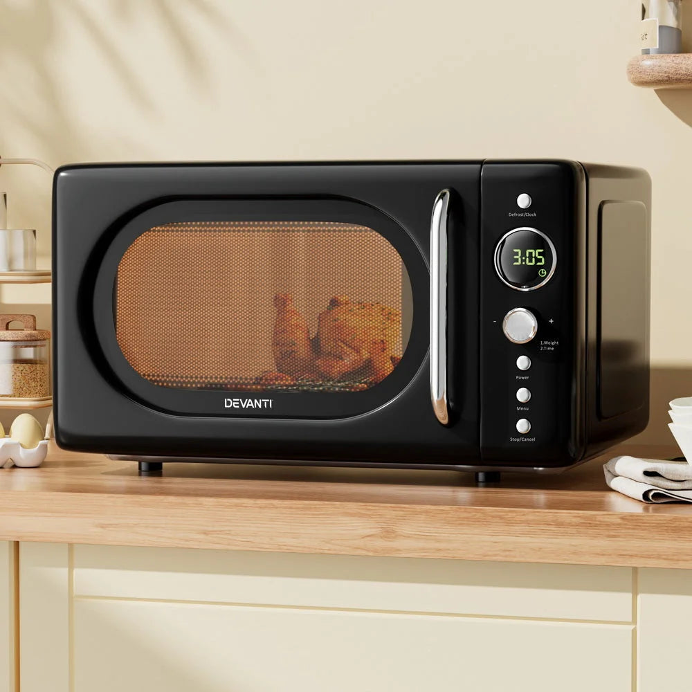 Devanti 20L Microwave Oven 700W Black - Appliances >