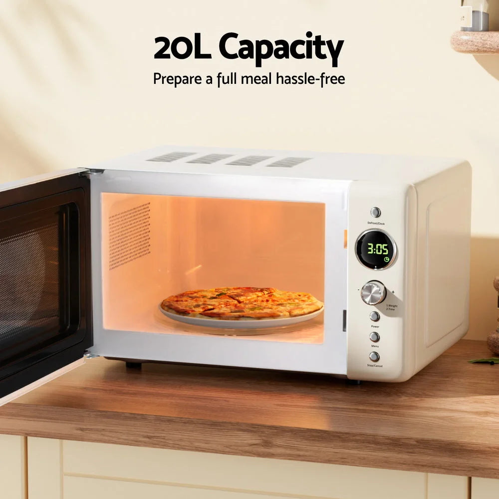 Devanti 20L Microwave Oven 700W Cream - Appliances >