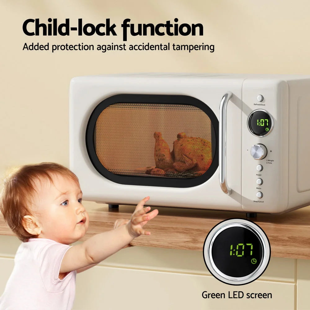 Devanti 20L Microwave Oven 700W Cream - Appliances >