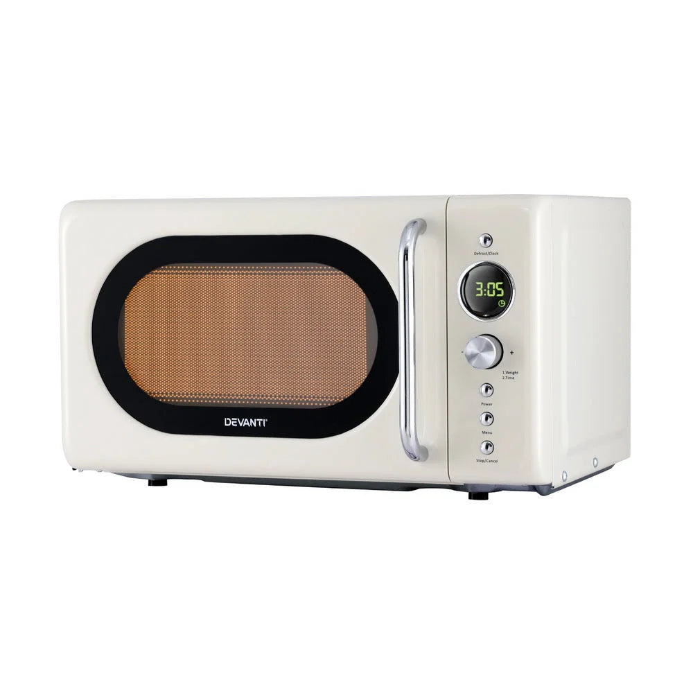 Devanti 20L Microwave Oven 700W Cream - Appliances >