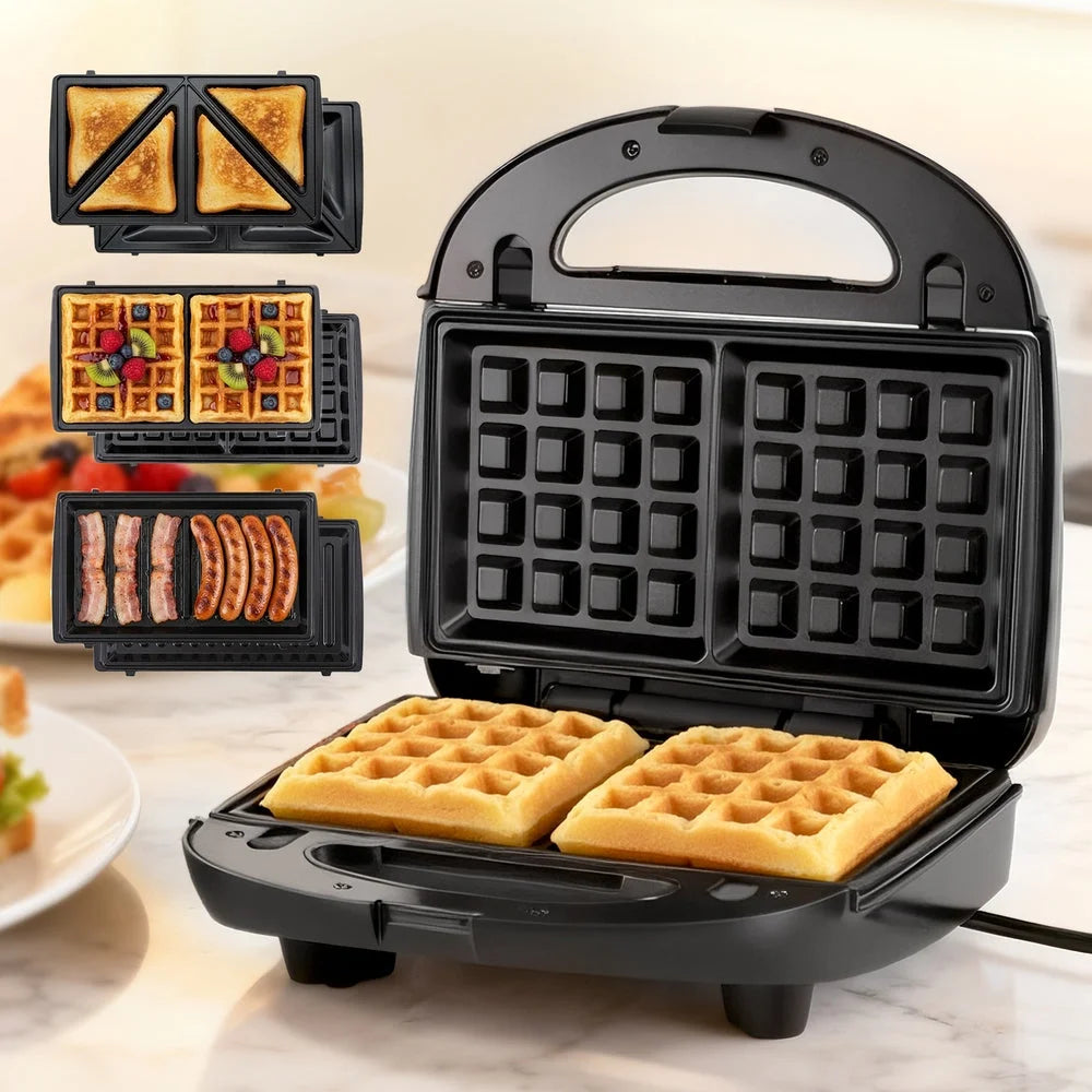 Devanti 3-in-1 Sandwich Press Waffle Maker Panini Press