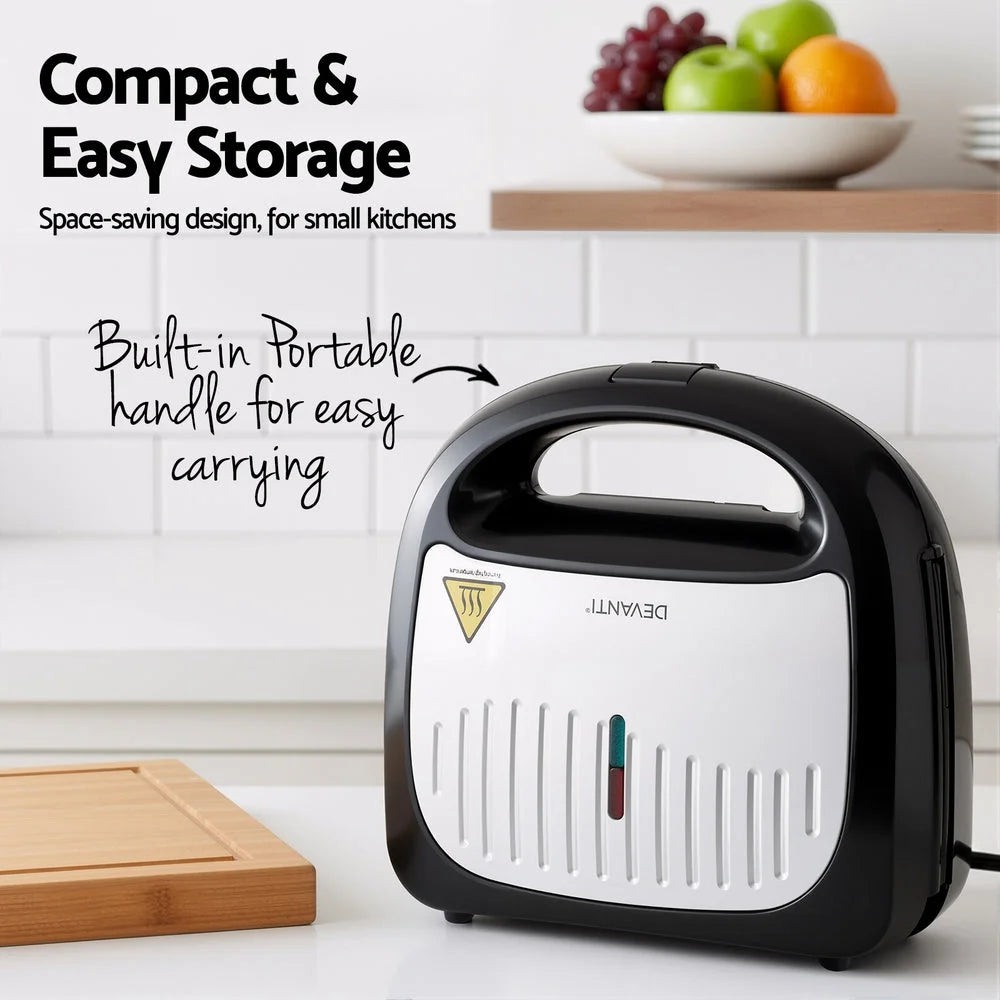 Devanti 3-in-1 Sandwich Press Waffle Maker Panini Press