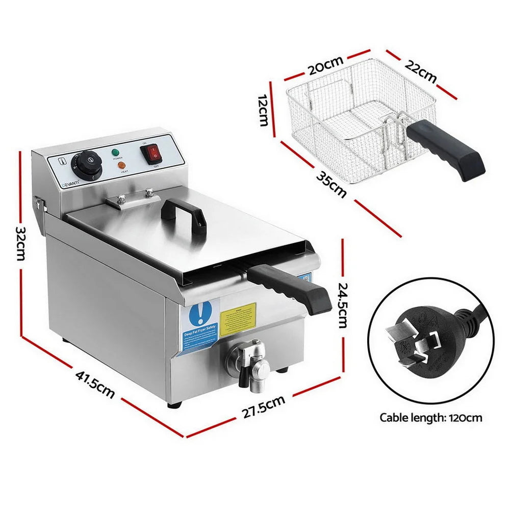 Devanti 3000W Electric Deep Fryer 10L Stainless Steel
