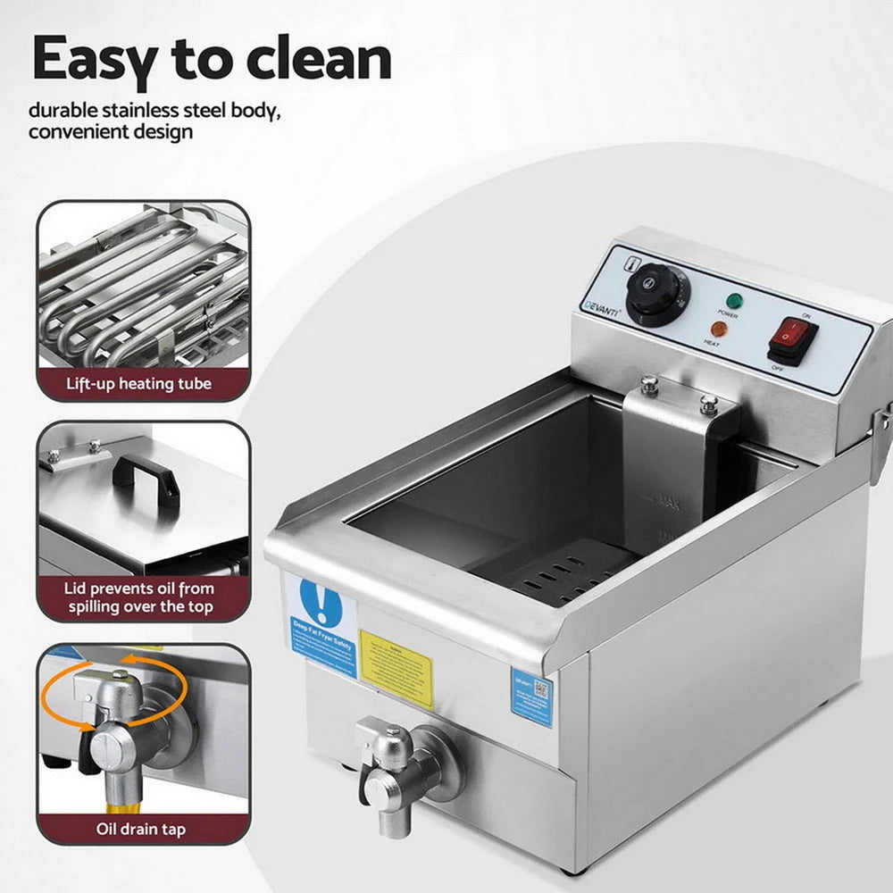 Devanti 3000W Electric Deep Fryer 10L Stainless Steel w