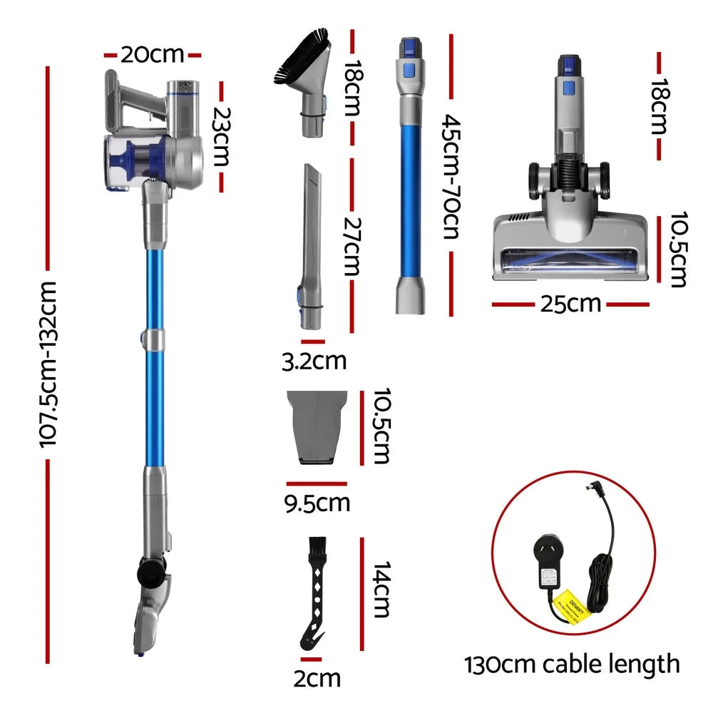 Stick vacuum cleaner with cordless self standing