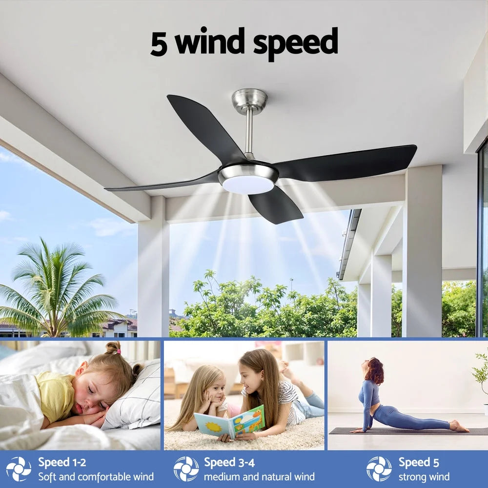 Devanti 52’’ Ceiling Fan DC Motor w/Light w/Remote Black