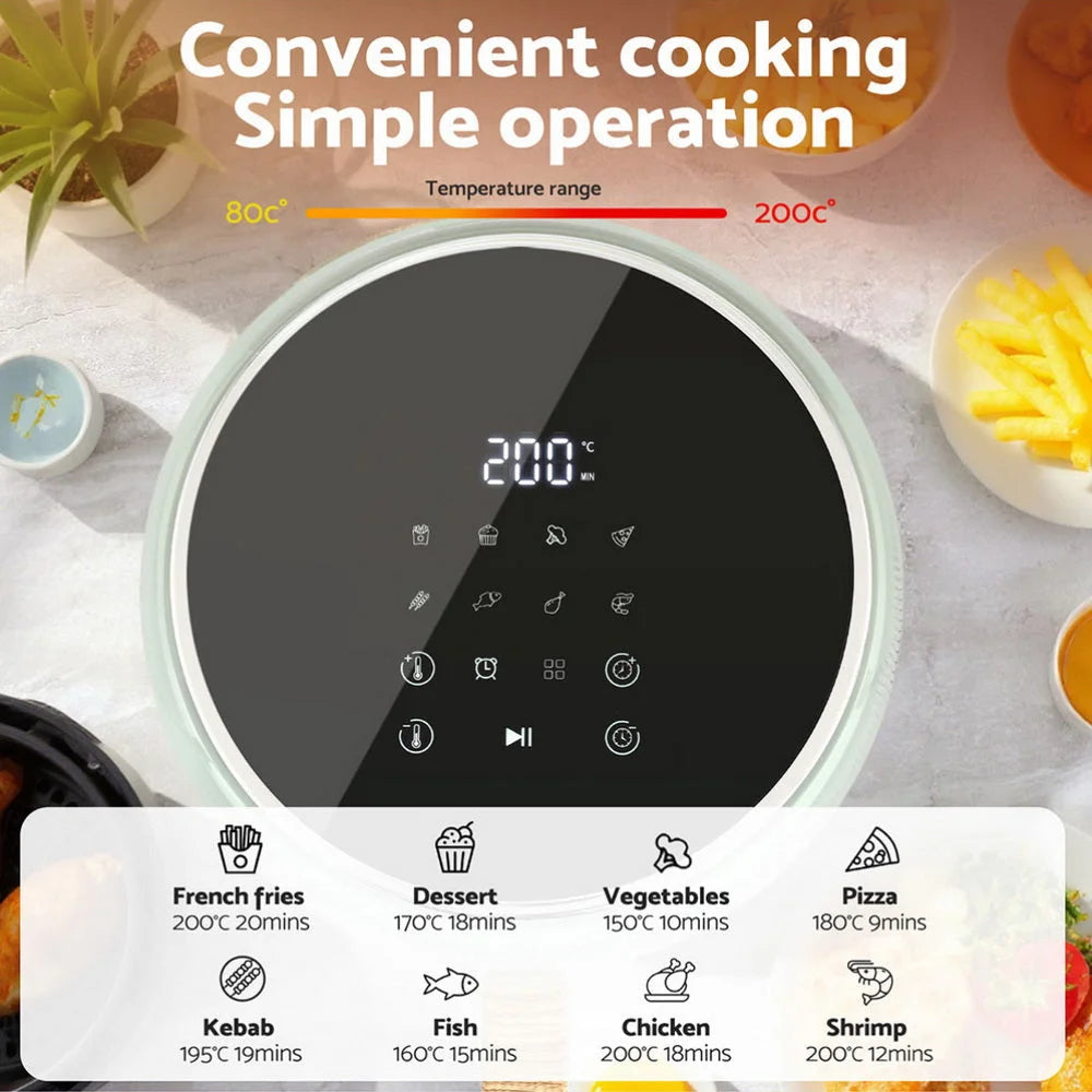 Devanti 5L Air Fryer Touch Control 1700W Green - Appliances