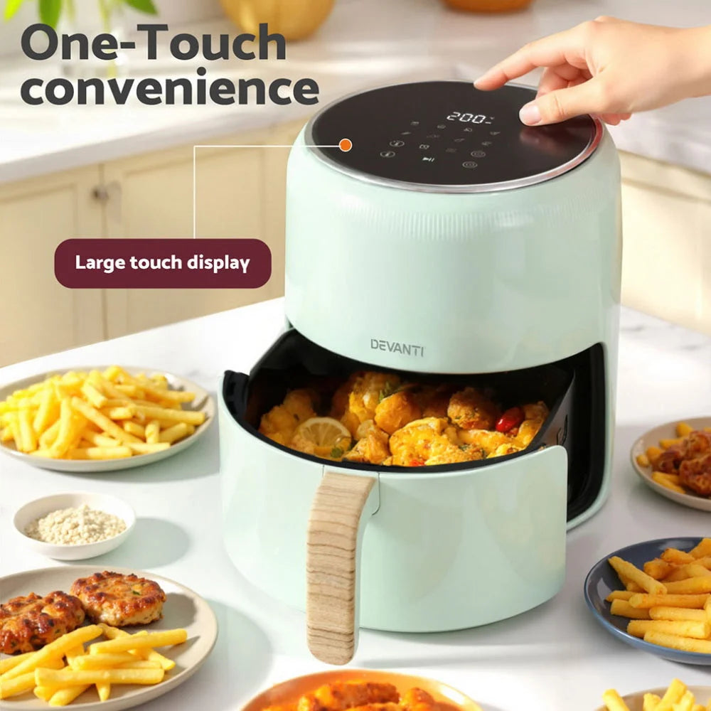 Devanti 5L Air Fryer Touch Control 1700W Green - Appliances