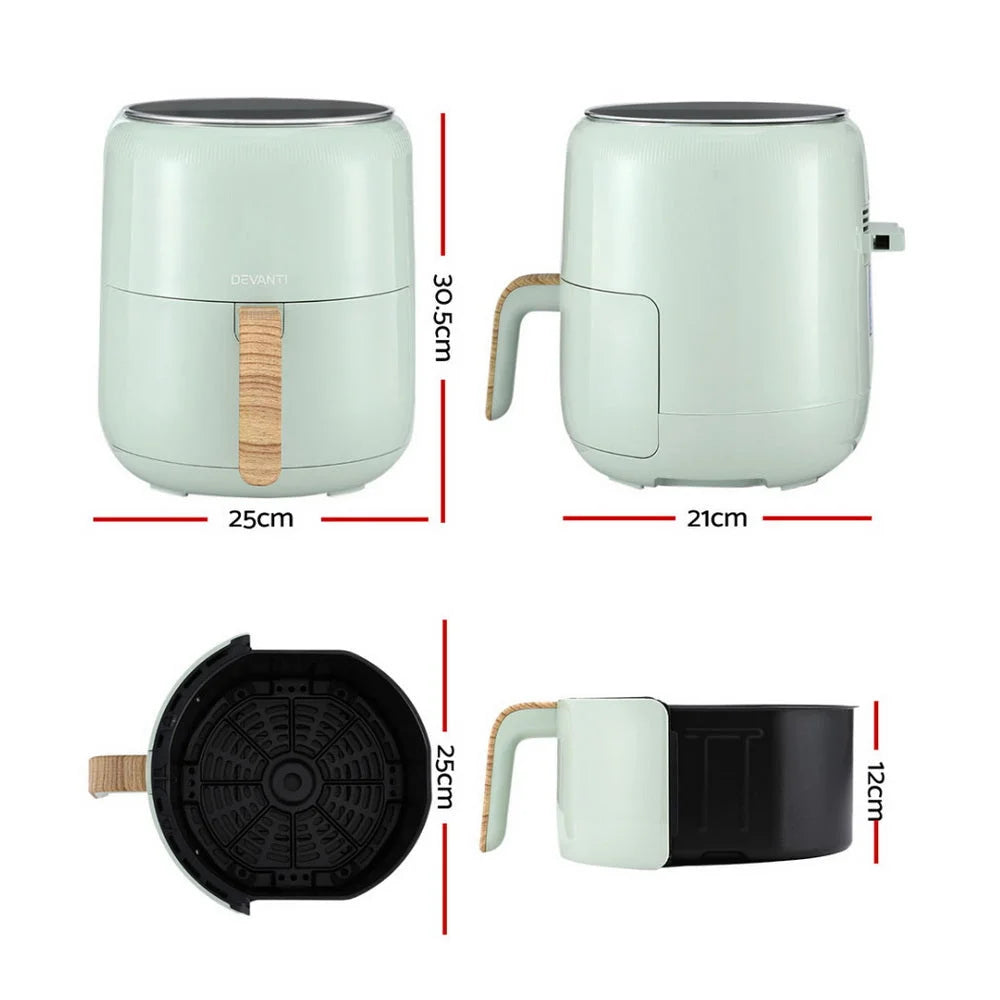 Devanti 5L Air Fryer Touch Control 1700W Green - Appliances