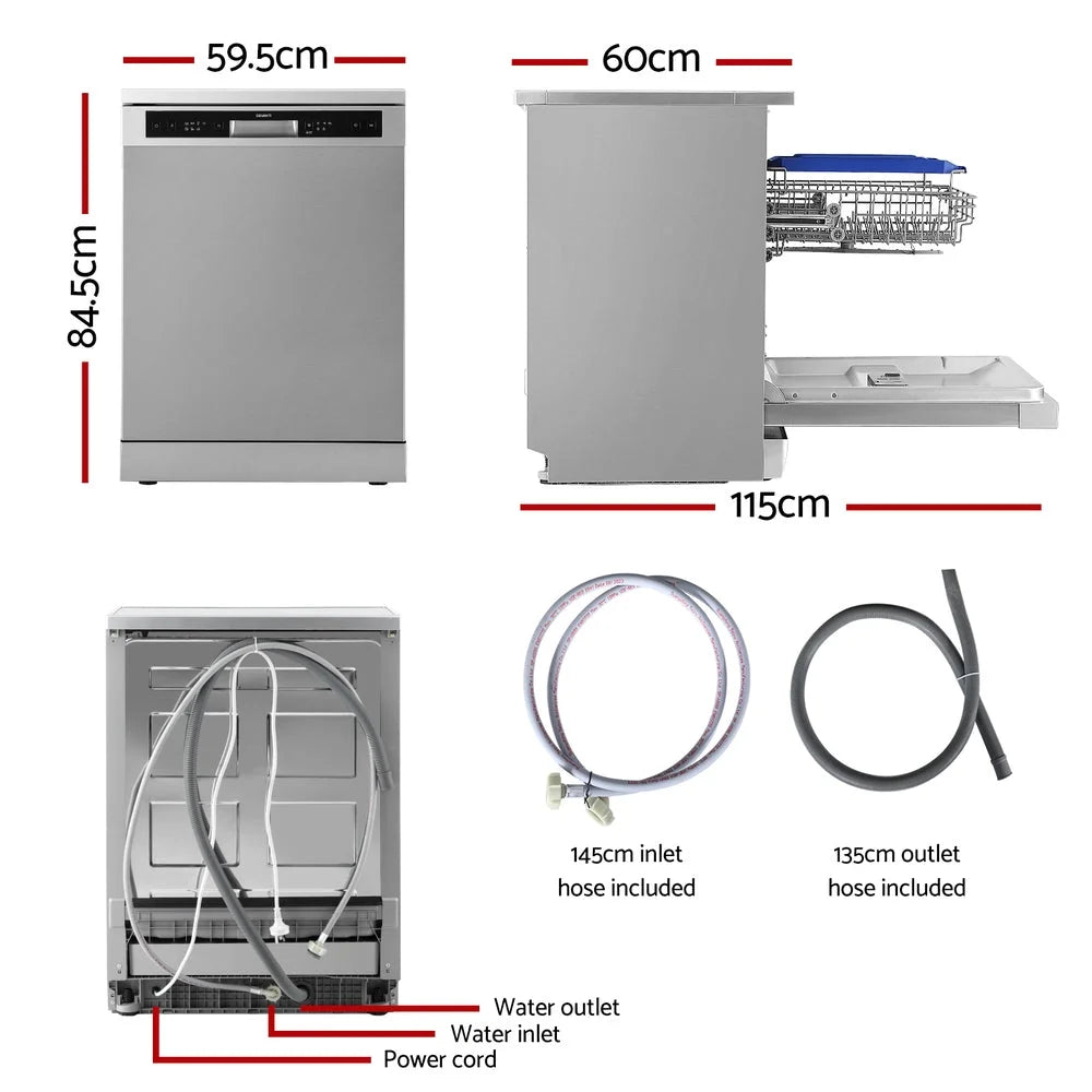 Devanti 60cm 14 Place Settings Freestanding Dishwasher Silver appliances
