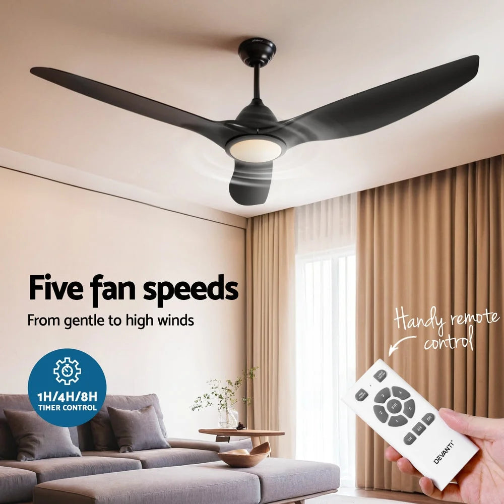 Devanti 64 Inch Ceiling Fan DC Motor w/Light w/Remote