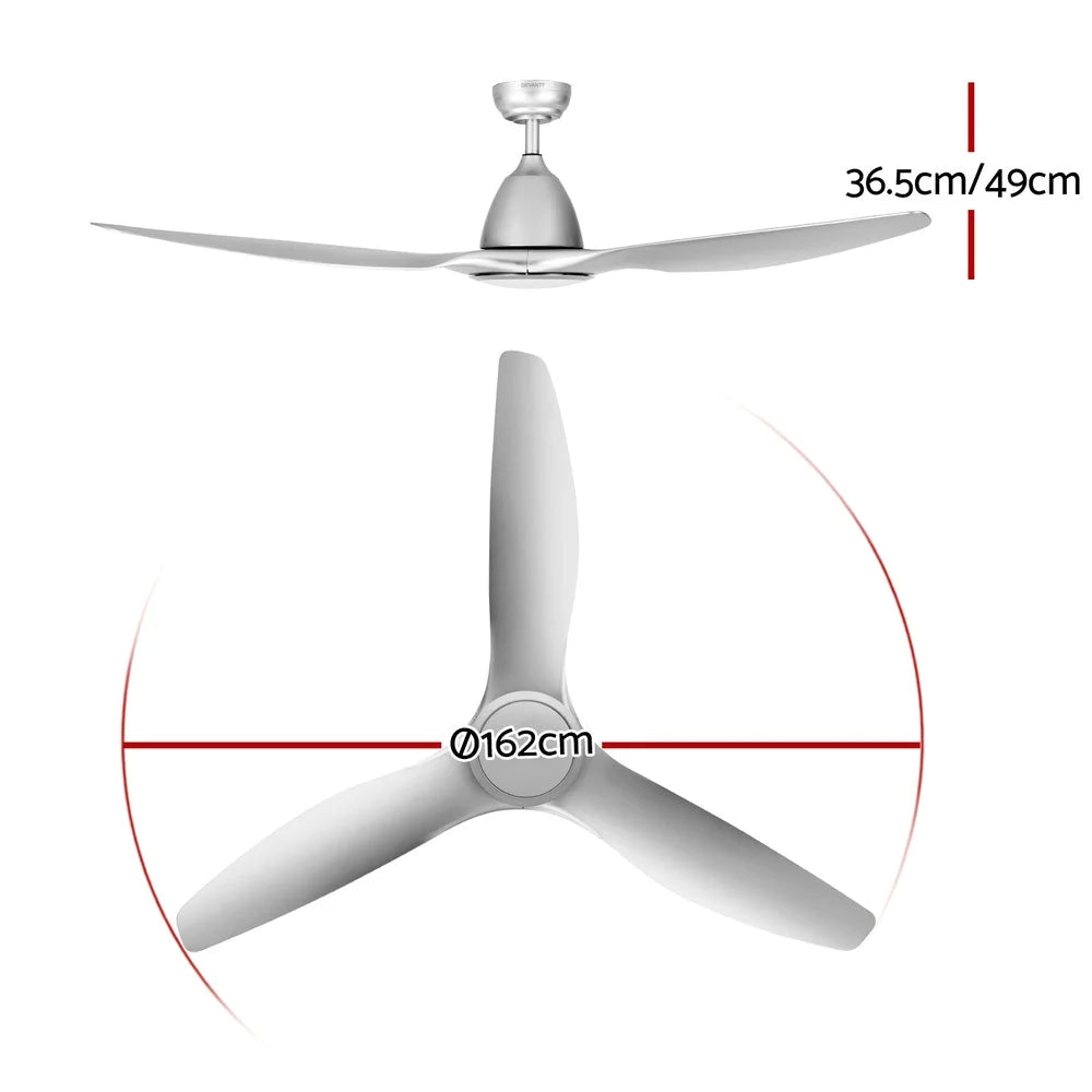Devanti 64 Inch Ceiling Fan DC Motor w/Light w/Remote