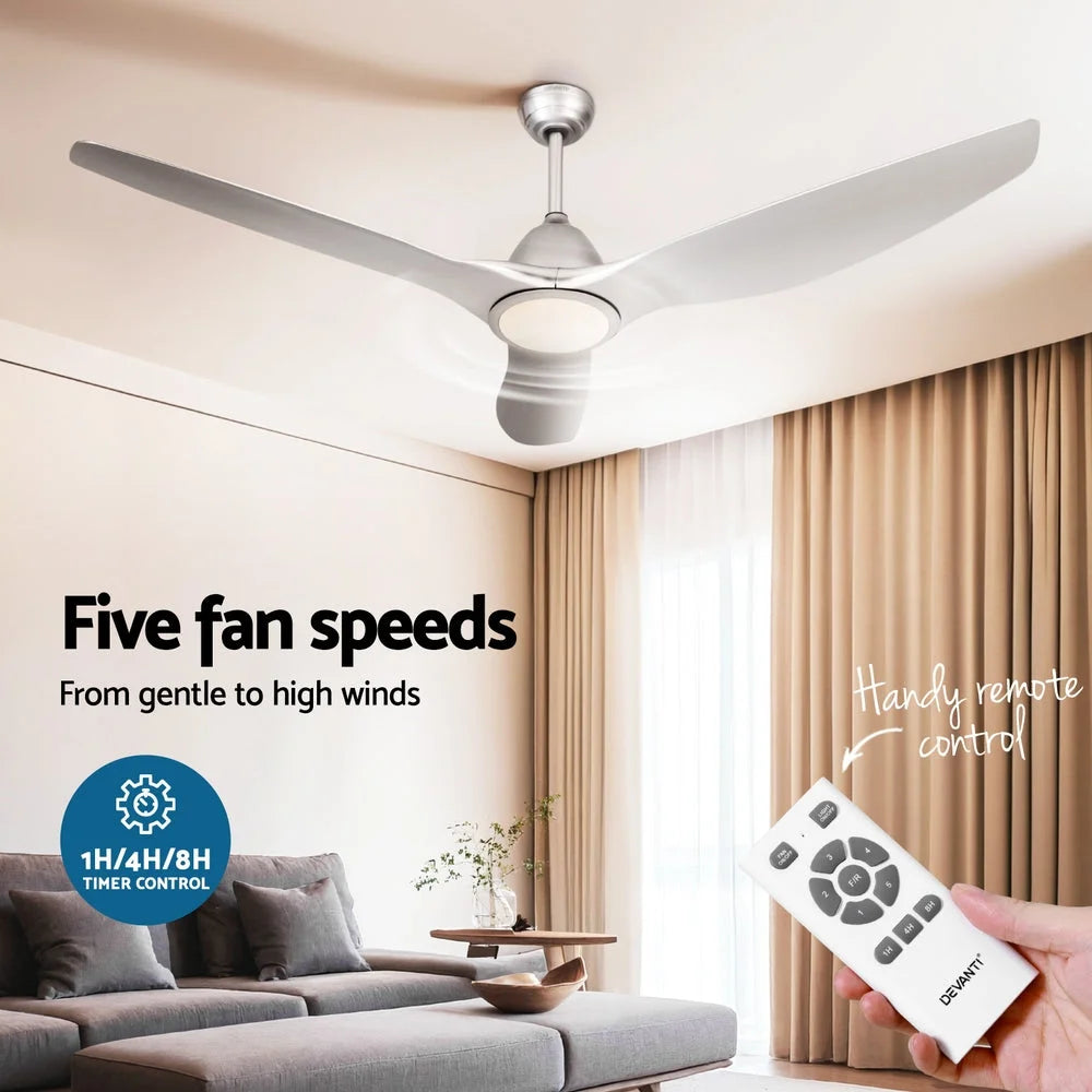 Devanti 64 Inch Ceiling Fan DC Motor w/Light w/Remote