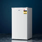 White 81l devanti upright freezer with key surfaces and edge shape