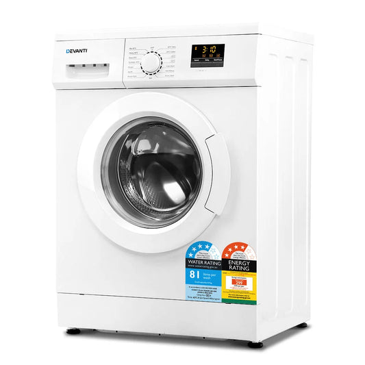 Devanti 8kg Front Load Washing Machine Quick Wash 24h Delay