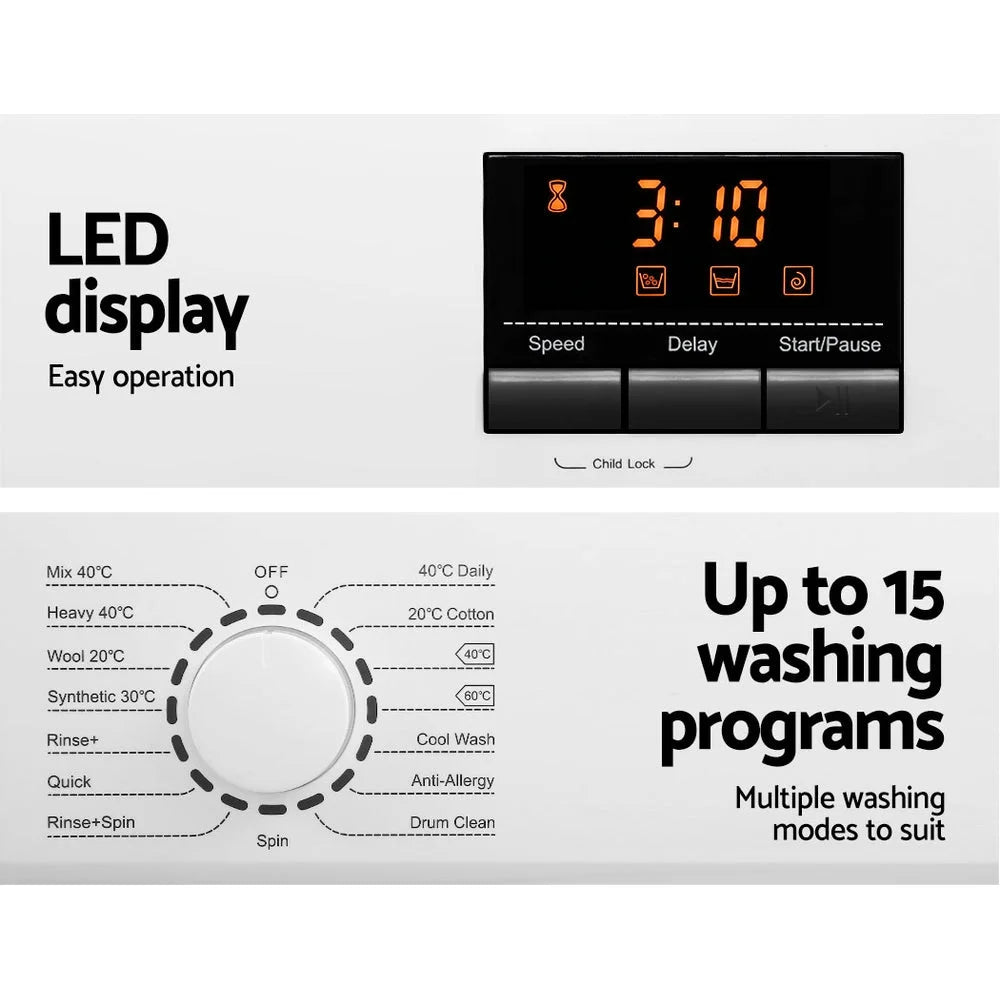 8kg Load Washing Machine Quick Wash Delay Start Automatic