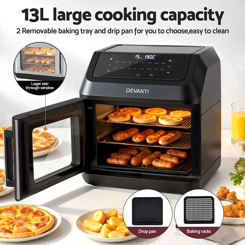 Devanti Air Fryer 13L LCD Fryers Oven - Appliances >