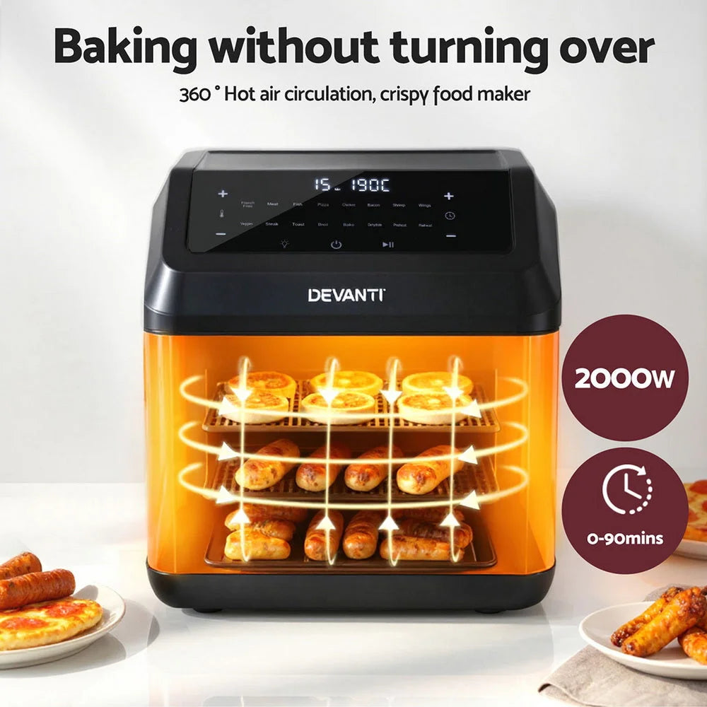 Devanti Air Fryer 13L LCD Fryers Oven - Appliances >