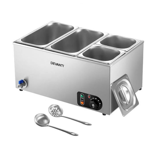 Devanti Commercial Food Warmer Bain Marie 4 Electric Buffet