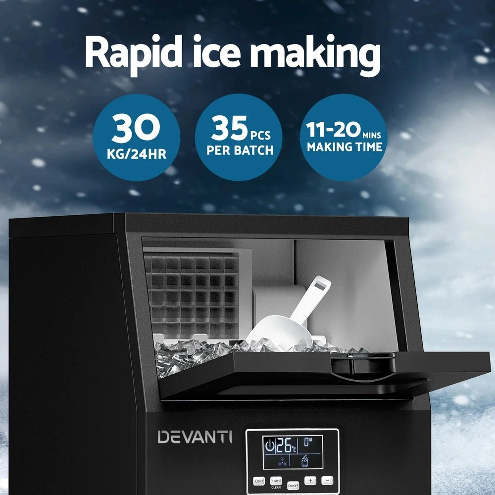 Devanti Commercial Ice Maker Cube Machine 30kg - Appliances