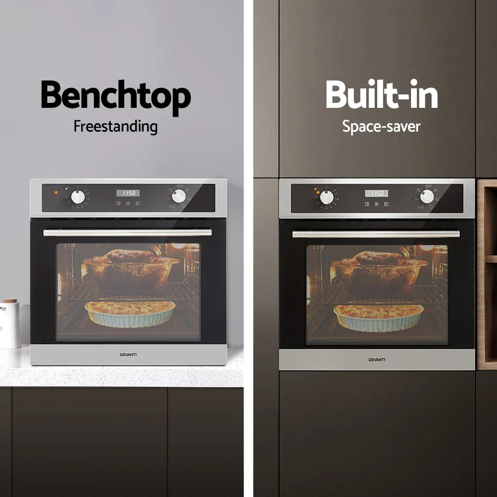Devanti Electric Built In Wall Oven 80L Convection Grill