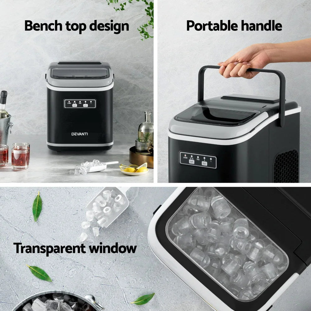 Devanti Ice Maker Machine Portable 12kg Countertop w/Self