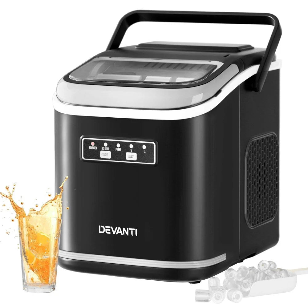 Devanti Ice Maker Machine Portable 12kg Countertop w/Self Cleaning 1.3 ...