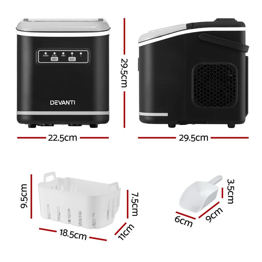 Devanti Ice Maker Machine Portable 12kg Countertop w/Self