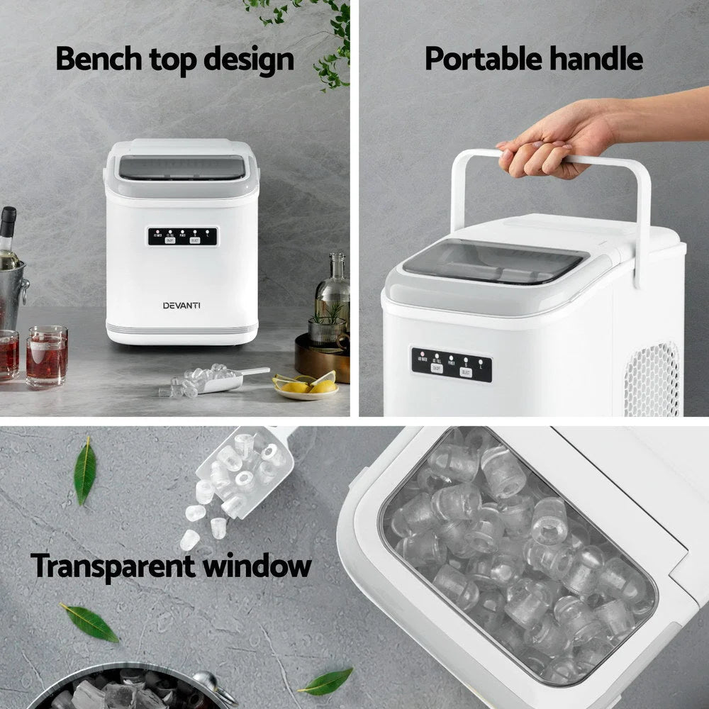 Devanti Ice Maker Machine Portable 12kg Countertop w/Self