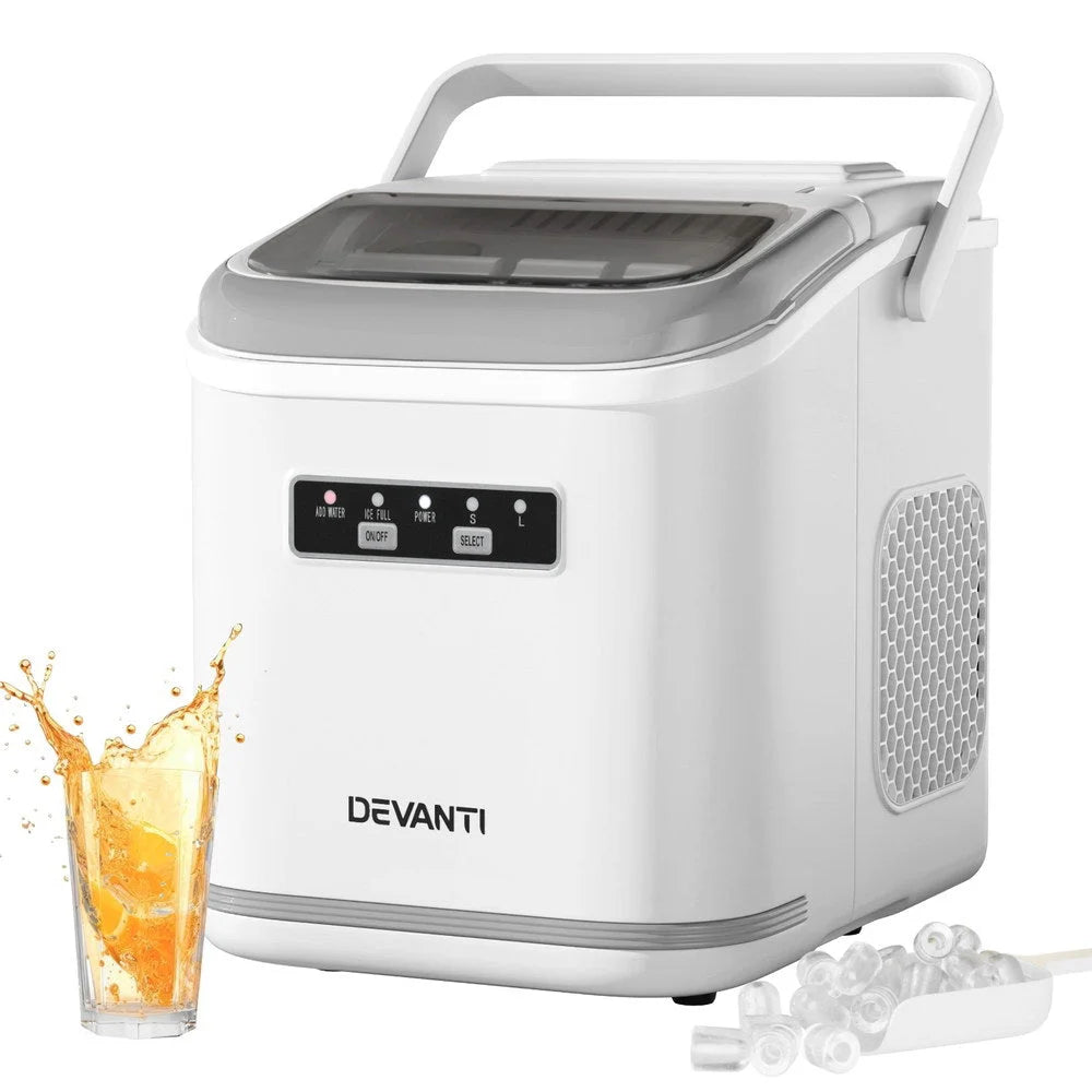 Devanti Ice Maker Machine Portable 12kg Countertop w/Self Cleaning 1.3 ...