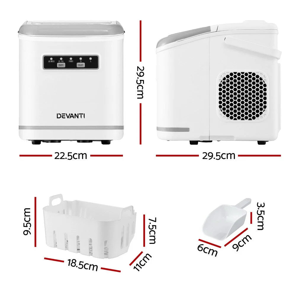 Devanti Ice Maker Machine Portable 12kg Countertop w/Self