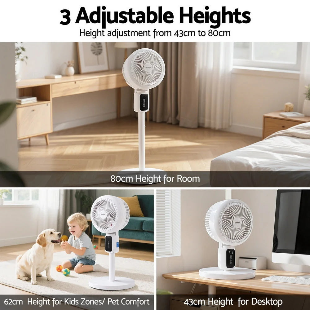 Devanti Pedestal Fan W/ Remote 3 Speed 12H Timer Height