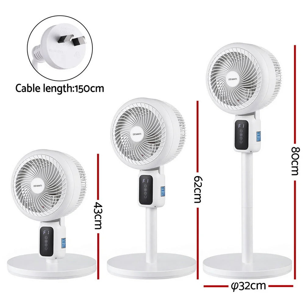 Devanti Pedestal Fan W/ Remote 3 Speed 12H Timer Height