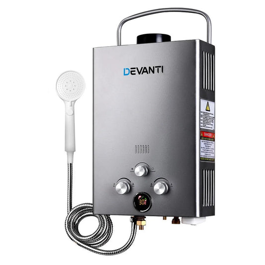 Devanti Portable Gas Water Heater 8L/Min With Pump LPG