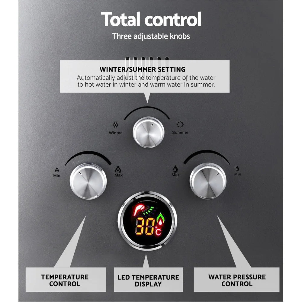 Devanti Portable Gas Water Heater 8L/Min With Pump LPG