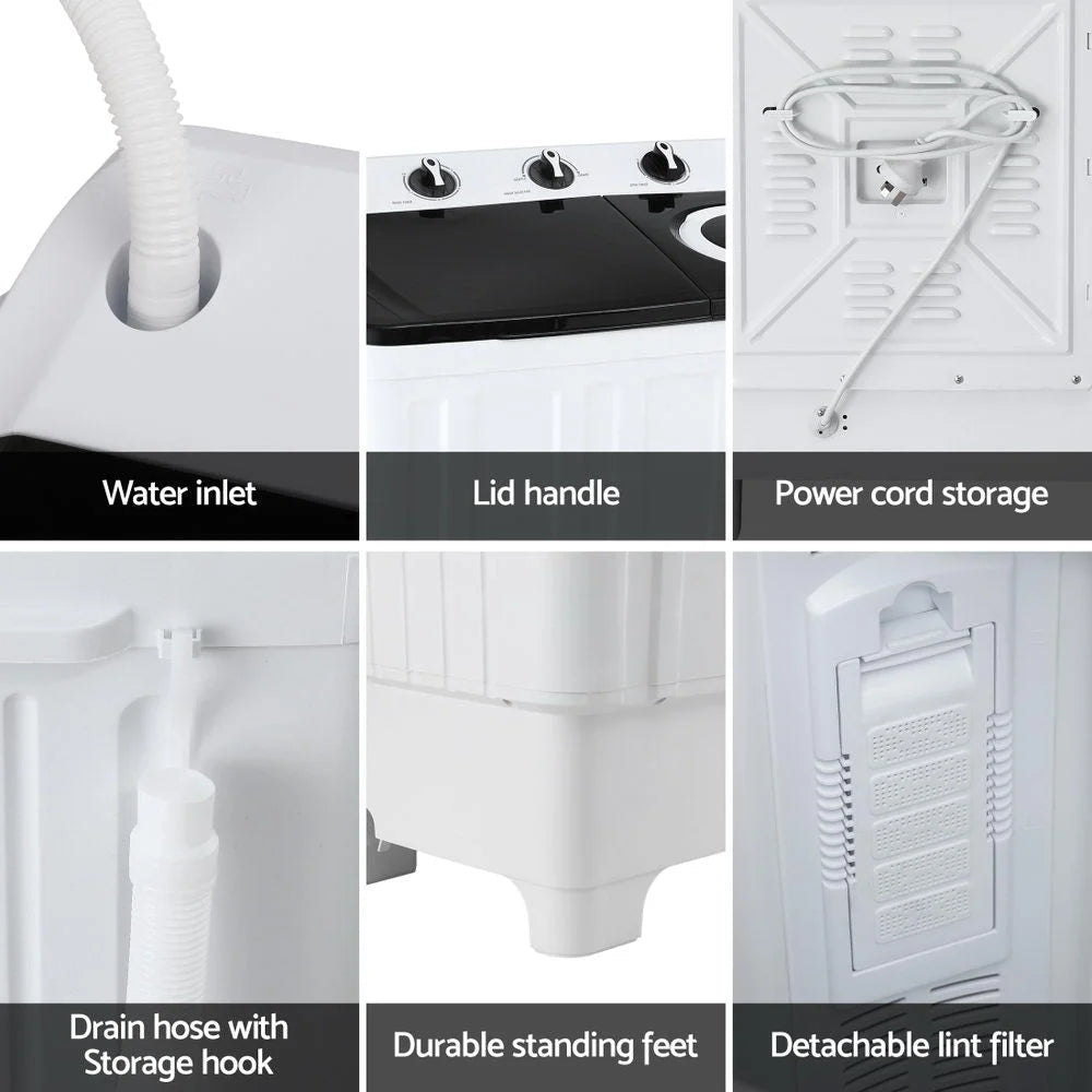 Devanti portable washing with matching accessories and clear item layout