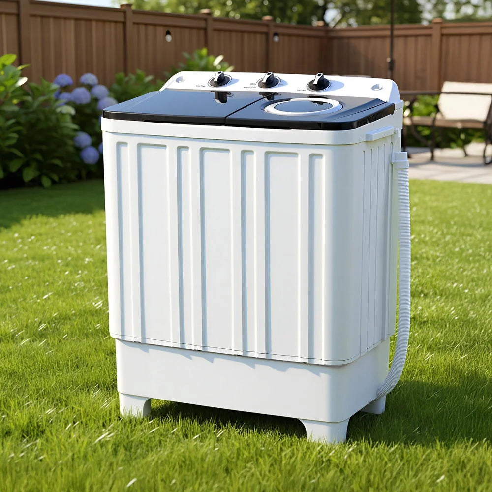 White 7kg devanti portable washing with boxed accessories and matching pieces